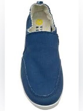 Vionic Beach Malibu Canvas Slip On Loafers Blue Womens 8.5 Frayed Orthotic